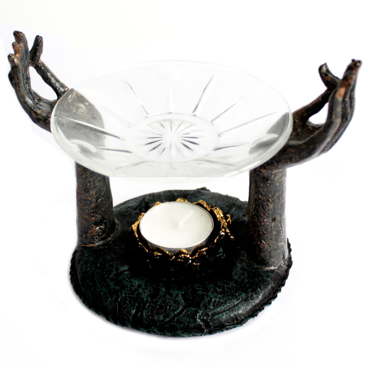 Buddha Om Hands Candle Oil Burner