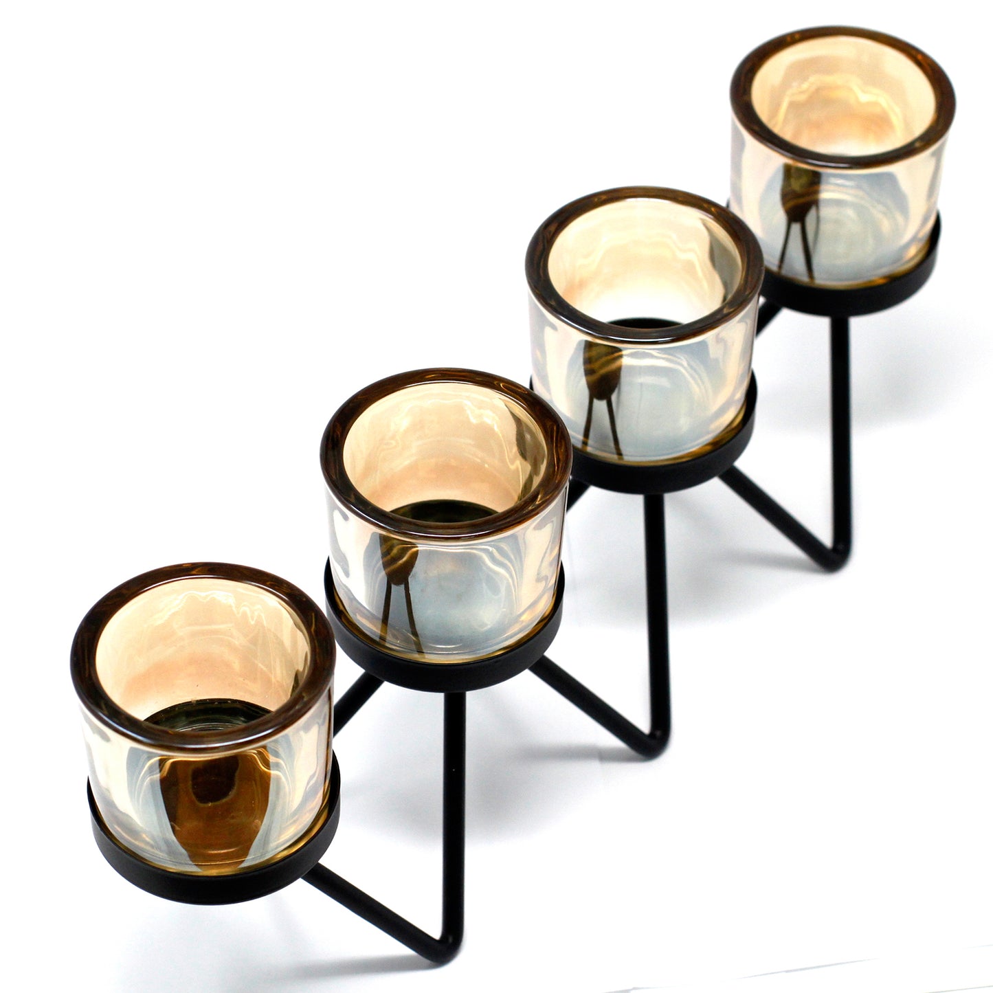 Iron 4-Cup Zigzag Votive Candle Holder