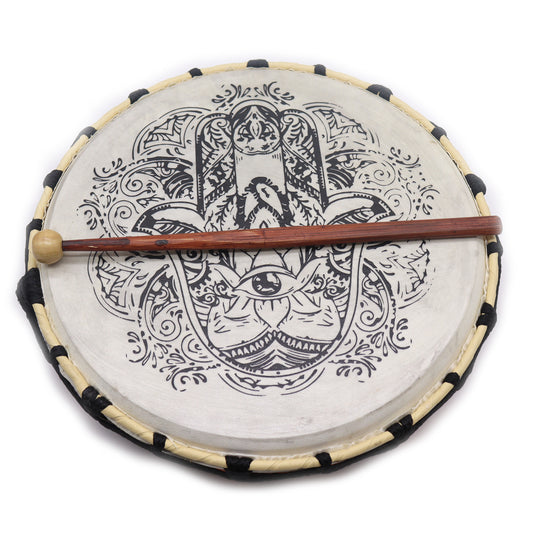 Hamsa Shamanic Drum with Two Sticks
