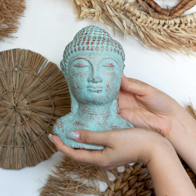 Tranquility Buddha Head - Green Copper