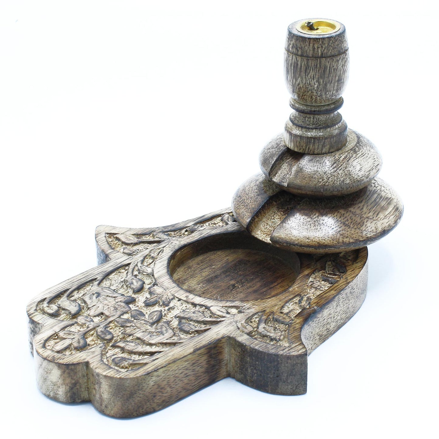 Mango Wood Backflow Burner – Hamsa Design