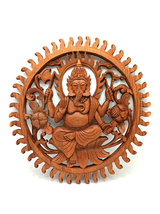 Handcrafted Ganesha Sculpture – Suar Wood Divine Art
