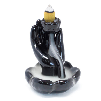 Backflow Incense Burner – Hand & Lotus Design