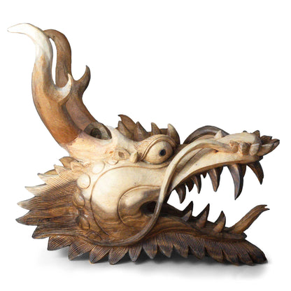 Handcrafted Suar Wood Dragon Head