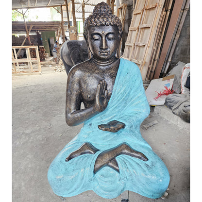 Turquoise & Stone Buddha Statue 'Meditation in Stupa' - 1.5m