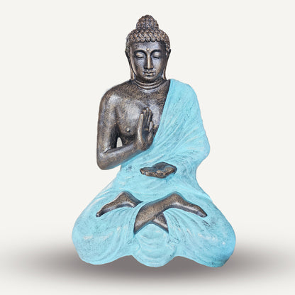 Turquoise & Stone Buddha Statue 'Meditation in Stupa' - 1.5m