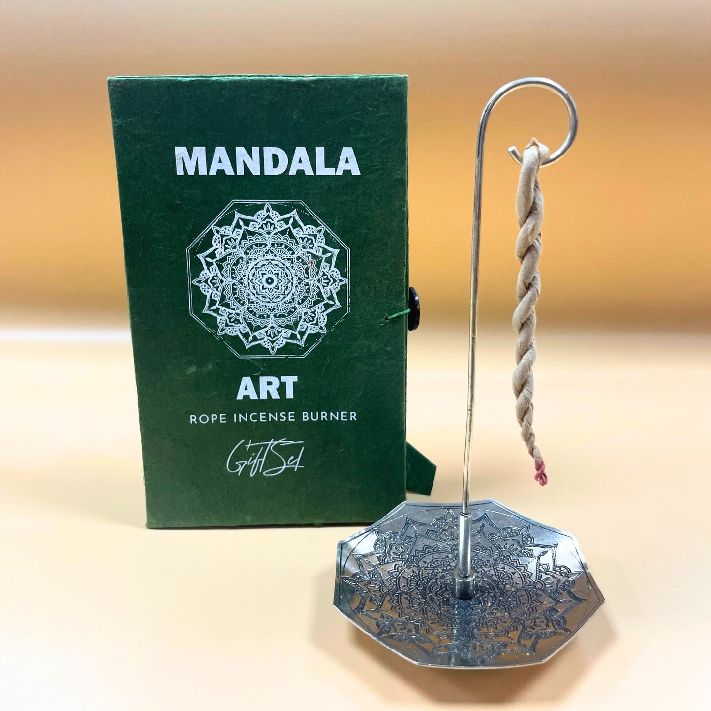 Rope Incense and Silver Plated Holder Set