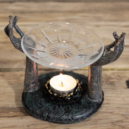 Buddha Om Hands Candle Oil Burner