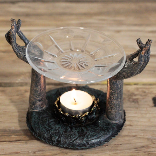 Buddha Om Hands Candle Oil Burner