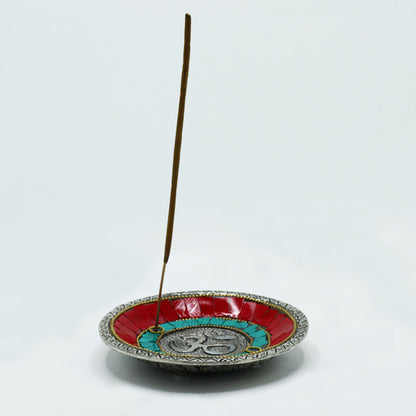 Om Tibetan Incense Plate & Cone Holder