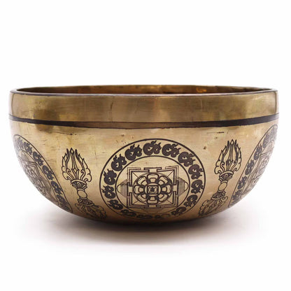 Tibetan Healing Engraved Singing Bowl – 5 Buddhas Design (21cm)