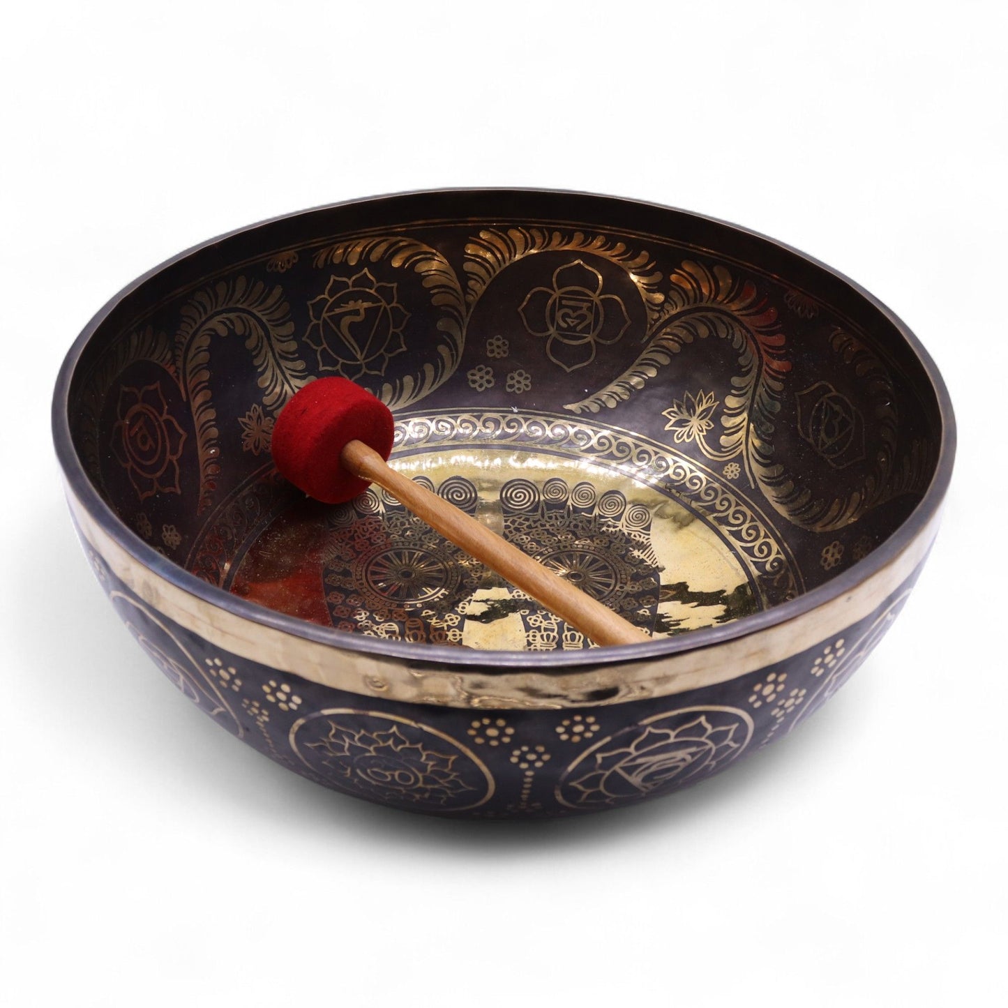 Professional Engraved Standing Singing Bowl – 50x20 cm | Large Vibrational Foot Bowl for Sound Baths & Healing