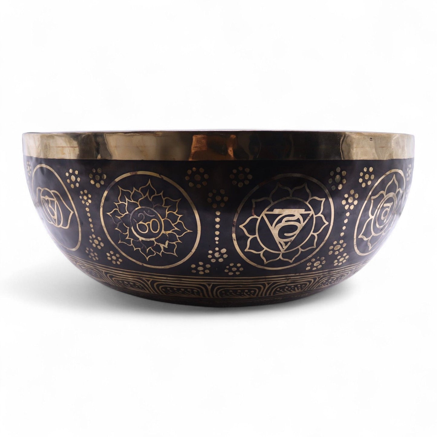 Professional Engraved Standing Singing Bowl – 50x20 cm | Large Vibrational Foot Bowl for Sound Baths & Healing