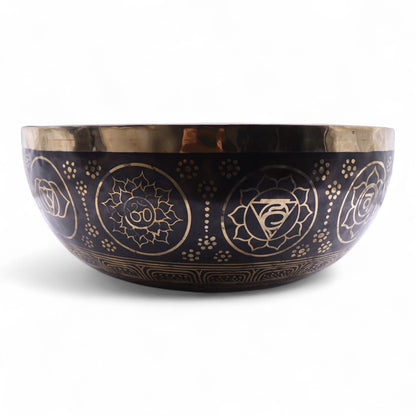 Professional Engraved Standing Singing Bowl – 50x20 cm | Large Vibrational Foot Bowl for Sound Baths & Healing