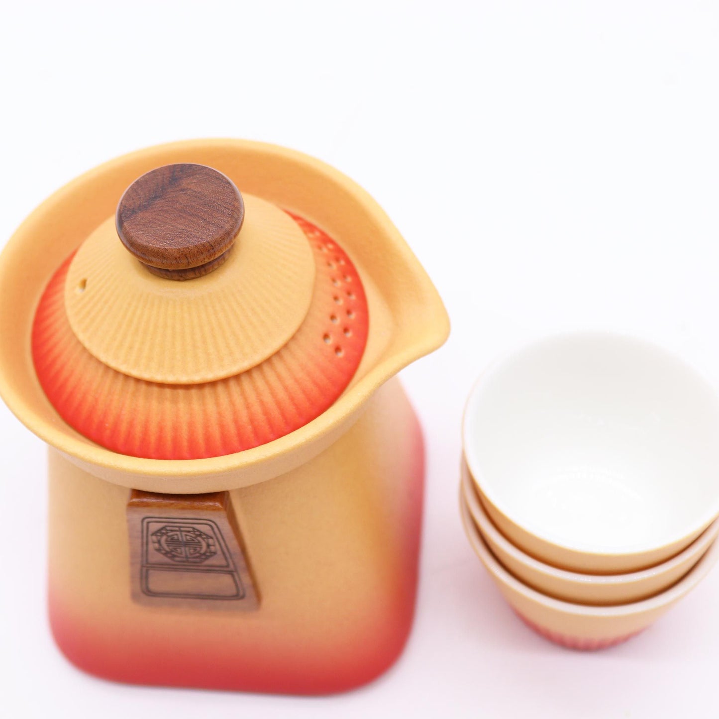 Portable Temple Teapot Set & Three Cups